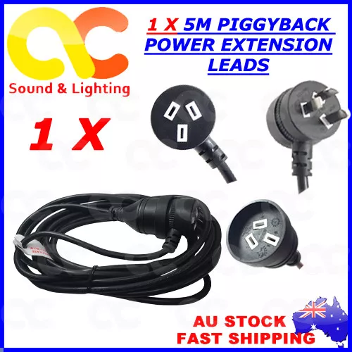 Black Piggyback Plug Main Power Lead/Extension Cord 240V 3Pin 10amp 0.25-30M SAA 3