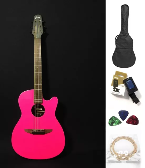 Light-Weight 38" Haze 836CPK Round-Back Acoustic/Classical Guitar,Neon Pink +Bag