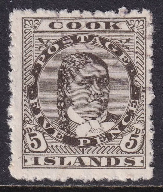 COOK ISLANDS 1893-1900 Queen Makea Takau 5d Olive-Black SG 9 Used (CV £15)