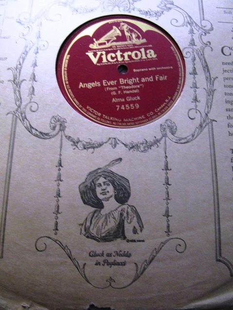 1917 ALMA GLUCK Picture Sleeve HANDEL Theodora ANGELS EVER BRIGHT VICTOR 74559 .