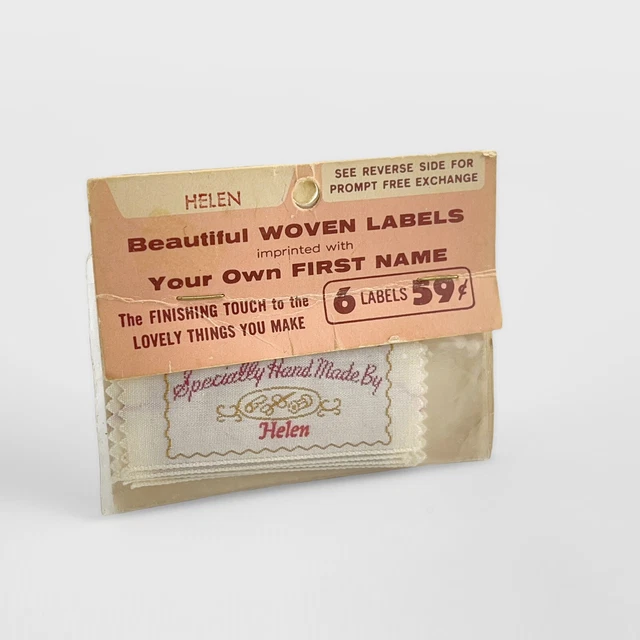 Vtg York SPECIALLY HAND MADE BY Helen Woven Personalized Labels Sew On - 6