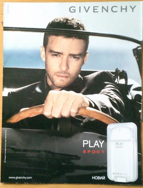 JUSTIN TIMBERLAKE extremely RARE small size A4 poster from UKRAINE. GIVENCHY