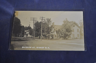 Ca 1910 RPPC Division Street, Sidney, NY Postcard