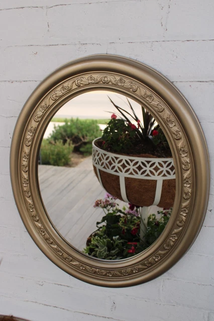 Vintage Ornate Oval Gold Mirror Pretty!
