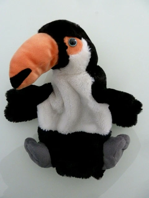 F6- Doudou Peluche Marionnette Creations Dani Toucan Oiseau Noir Orange - Ttbe