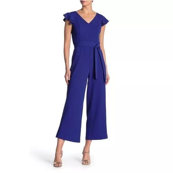 Tahari Arthur S Levine | NWT Women’s 10 Cobalt Blue Flutter Sleeve Jumpsuit