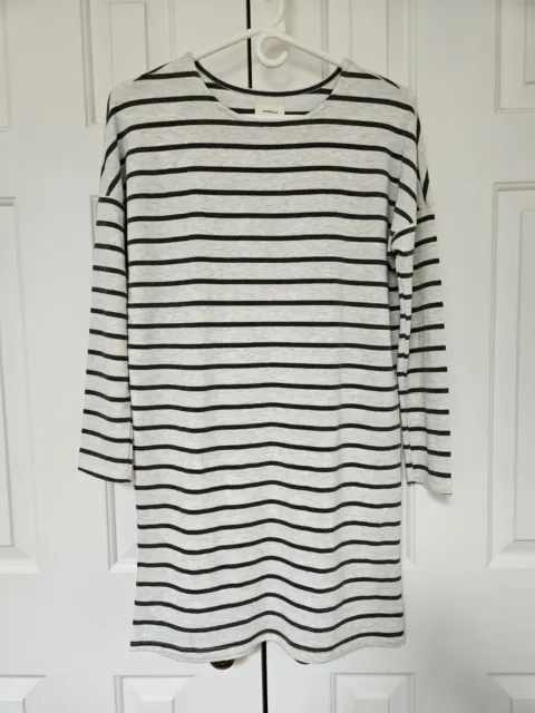 Billabong Women's Simply Put Grey Striped Long Sleeve Shirt Dress Size Small