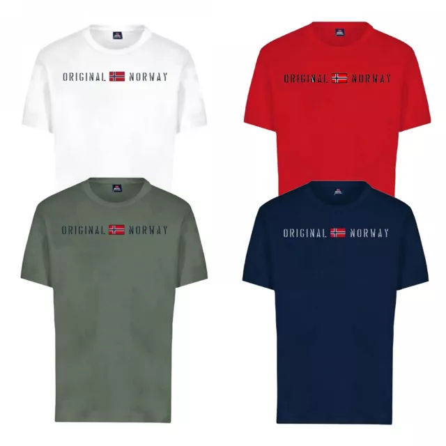 Norway Maglietta T-Shirt Uomo Maglia Cotone Sport Logo Frontale 836011
