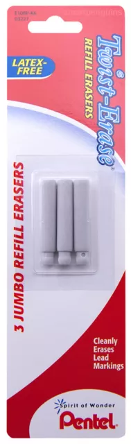 Pentel Twist Erase Jumbo Refill Erasers Pack Latex-free E10