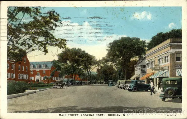 1931 Durham,NH Main Street,Looking North Strafford County New Hampshire Postcard