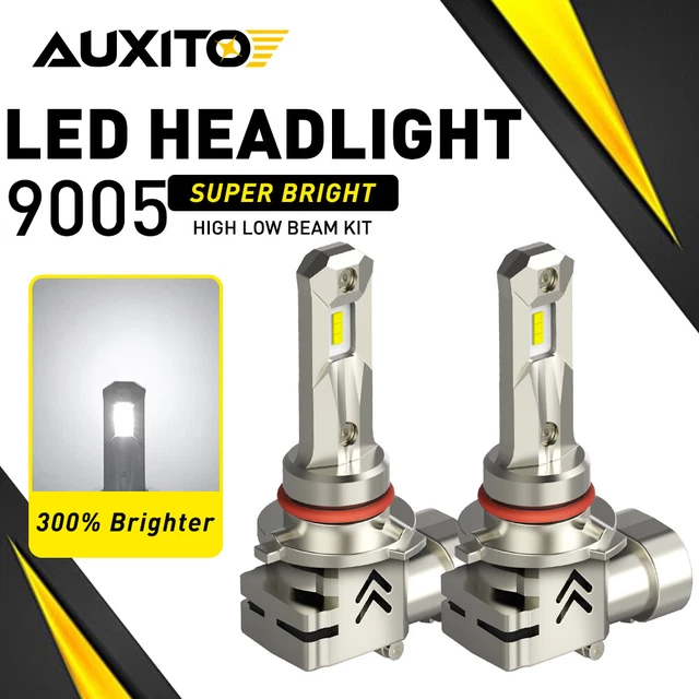 One Pair 9005 HB3 High Beam LED Headlight Bulbs Kit Cool White Noiseless 6000K A