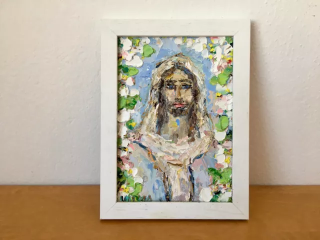 Jesus Christ Icon Oil Painting On Canvas Board Original Religious Wall Art Decor