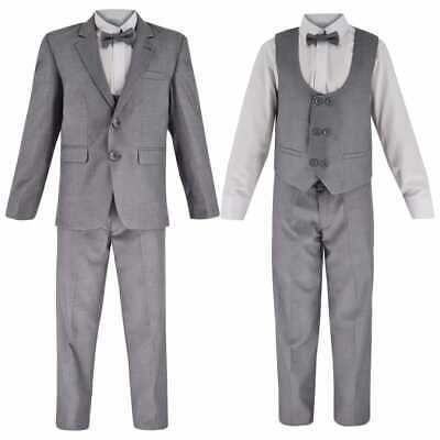 Brand New Boys Formal 7 Piece Suit Boy Prom Wedding Suit In Grey Ages 1 To 15