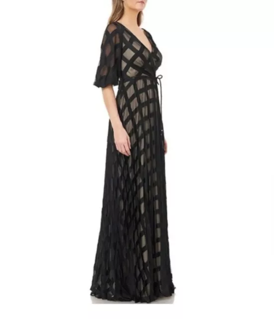 NEW CARMEN MARC VALVO Infusion Black Windowpane Evening DRESS GOWN Sz 6 $538