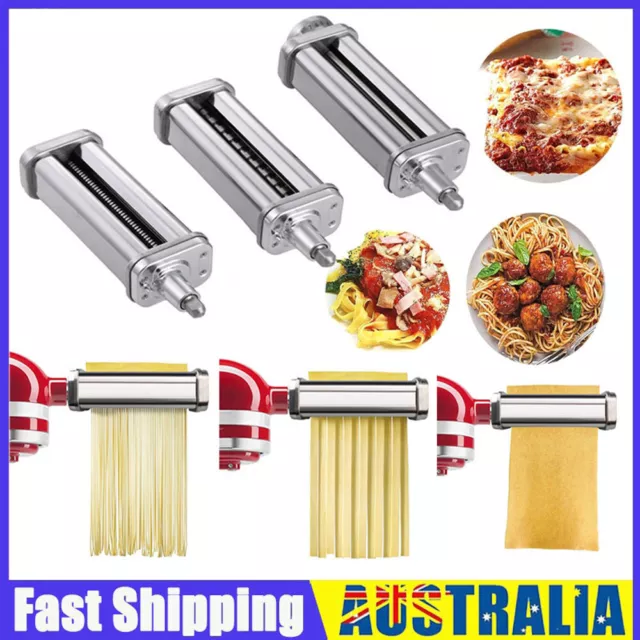 Stainless Steel Pasta Roller & Cutter Set Attachment for KitchenAid Stand Mixer