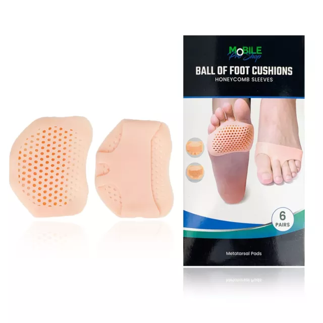 6 Pairs of Metatarsal Pads for Women's and Men's Ball of Foot Cushion