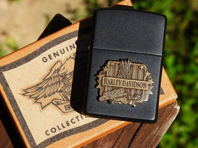 Zippo Lighter - Harley Davidson Made In The USA - Eagle - Brass Emblem - Rare