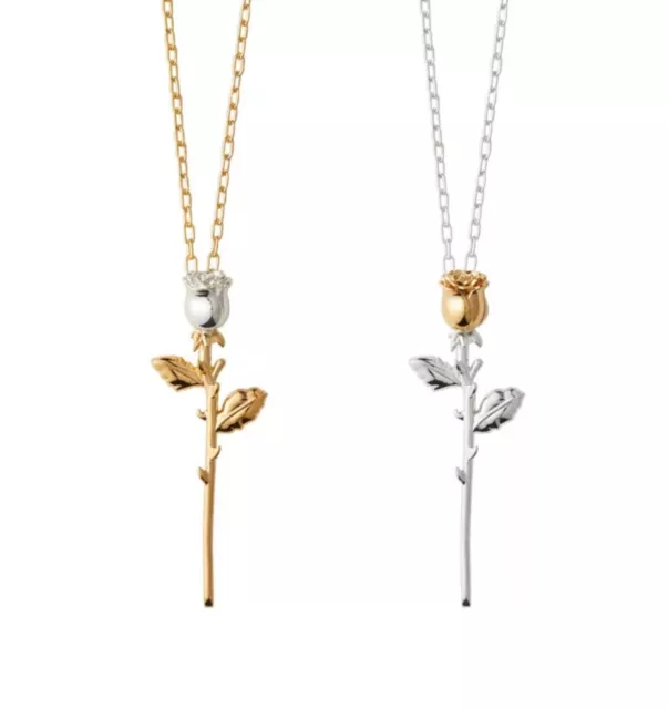 AMBUSH Rose Flower Metal Silver Gold Charm Pendant Necklace Unisex Jewelry