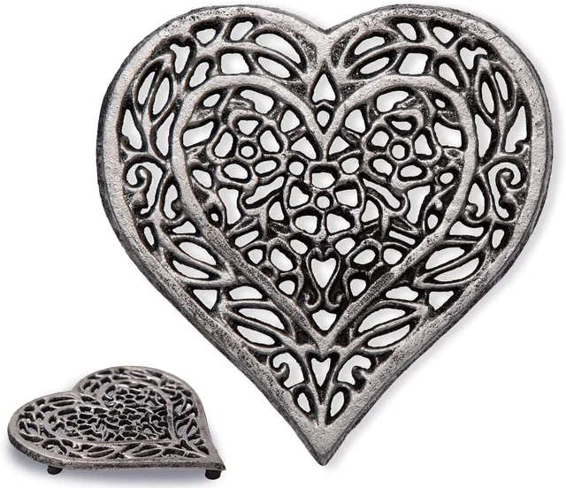 Cast Iron Heart Trivet | Decorative Cast Iron Trivet for Kitchen Countertop or D