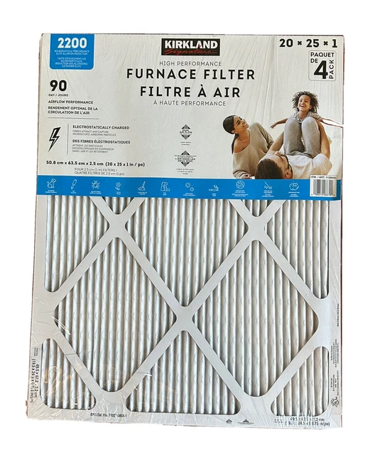 KIRKLAND SIGNATURE 2200 High Performance Furnace Filters 4 Pack 20x25x1