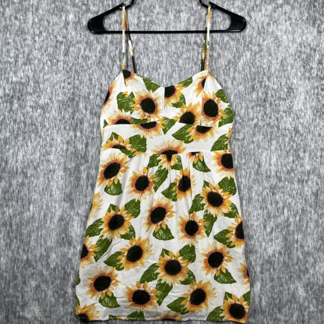 Mimi Chica Top Womens Medium White Sunflower Floral Sundress Beachwear Casual