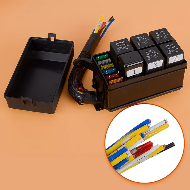 12V zekering en relaisdoos, 6 slots relaisblok ATC ATO houder, waterdichte relaisdoos met Z Bracket Design, 2 Clip Lock Cover, voor auto's, vrachtwagens en boten