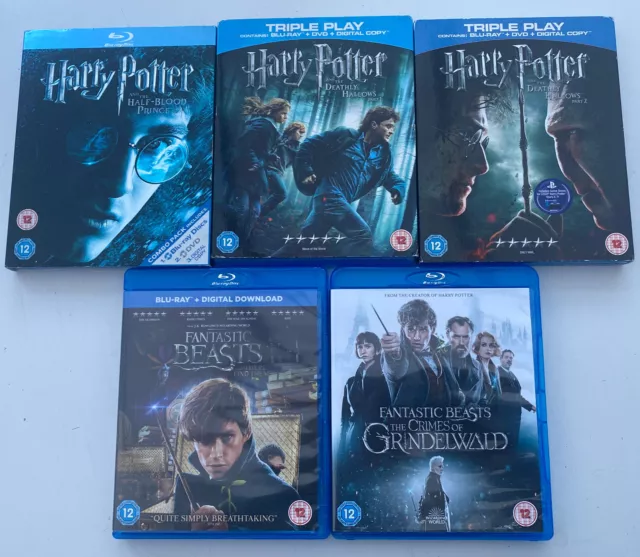 Harry Potter / Fantastic Beasts -Bluray -Joblot -Bundle x 5 movies - VGC