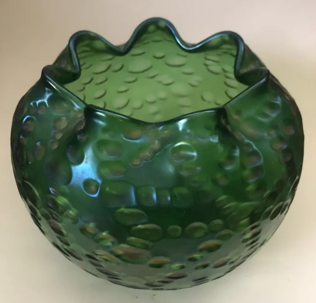 Antique Loetz Art Nouveau Iridescent Green Bohemian Glass Vase c.1900