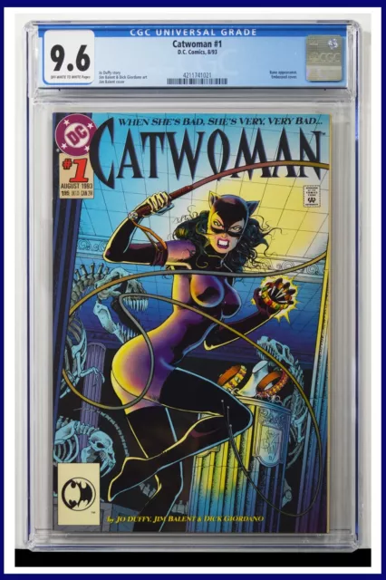 Catwoman #1 CGC Graded 9.6 D.C. 1993 Embossed Cover White Pages Comic Book.