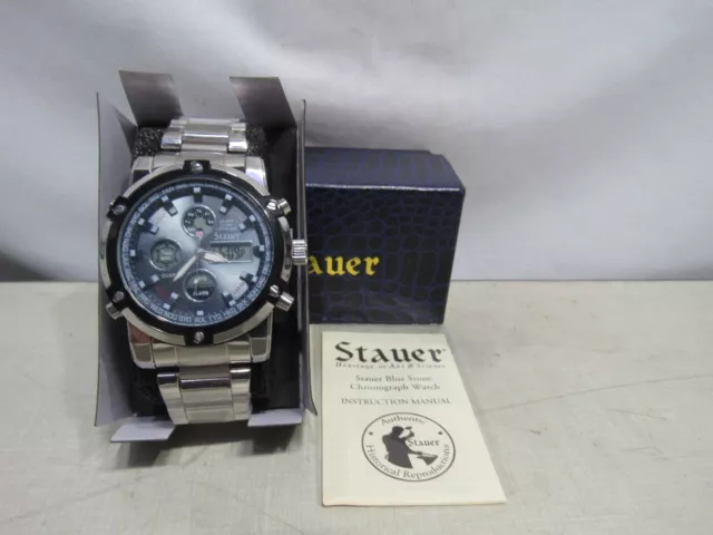 STAUER BLUE STONE Stainless Steel Chronograph Watch for Men