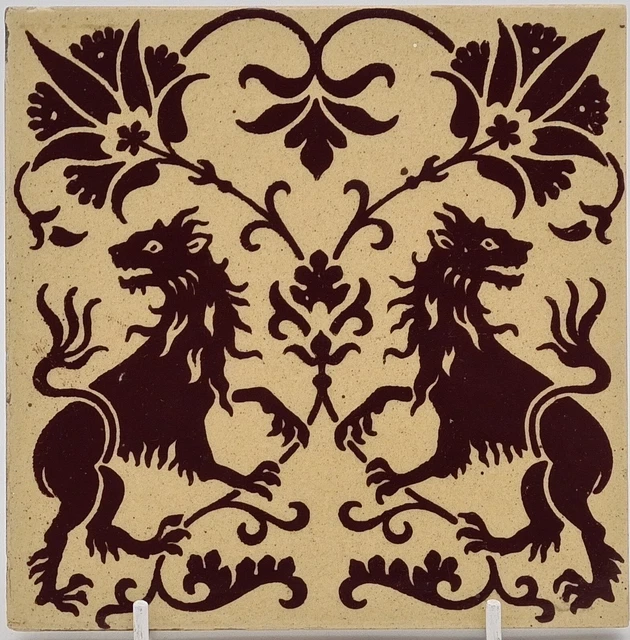 Victorian Fireplace Tile Minton Gothic Block Printed C1880