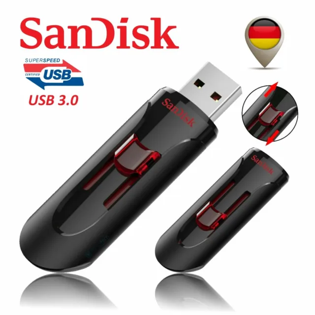 SanDisk Cruzer Glide 3.0 USB Stick Flash Drive 16GB 32GB 64GB 128GB 256GB Slider