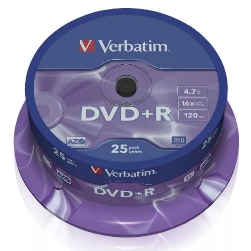 Verbatim DVD-R 4.7GB DVD R DVD RW 16x Tarrina 25 UDS ExtraProtect