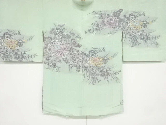 96814# Japanese Kimono / Antique Haori / Taisho Roman Style / Woven Kiku & R