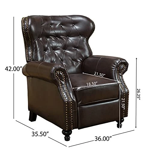 Waldo Leather Recliner Club Chair Brown Waldo Leather Recliner Club Chair Brown