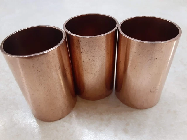 (3), Mueller 1" Copper Pipe Couplings - 1" x 1" Sweat, 2" long (No Stops)