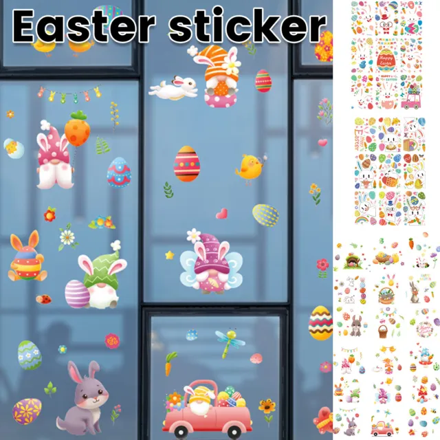 Easter Window Stickers 9 Sheets Cute Cartoon Bunny Window Decals Colourful fiwtU