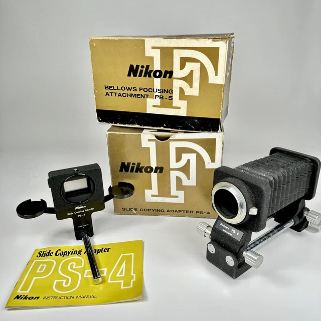 Nikon PB-5 PS-4 Bellows Focusing Attachment Slide Copying Adapter With Boxes Nikon PB-5 PS-4 Bellows Focusing Attachment Slide Copying Adapter With Boxes