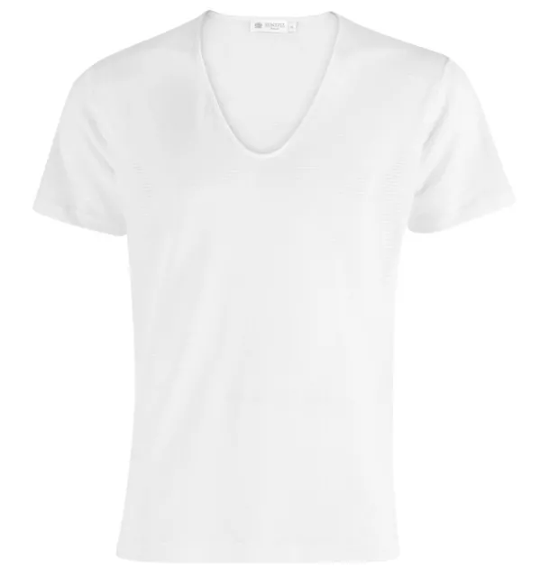 T-Shirt Sunspel Cellular Baumwolle mit niedrigem V-Ausschnitt