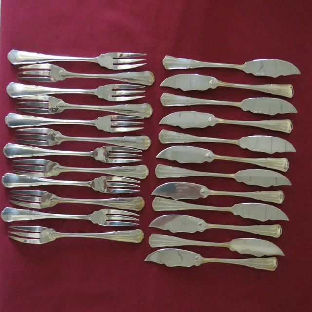 12 FOURCHETTES À escargot métal argenté filet coquille Noel Collet 14