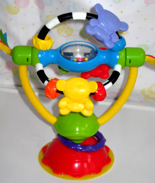 High Chair Suction Baby Activity Toys 4 Spinning Rattle Balls Tiger Bird Teether 3