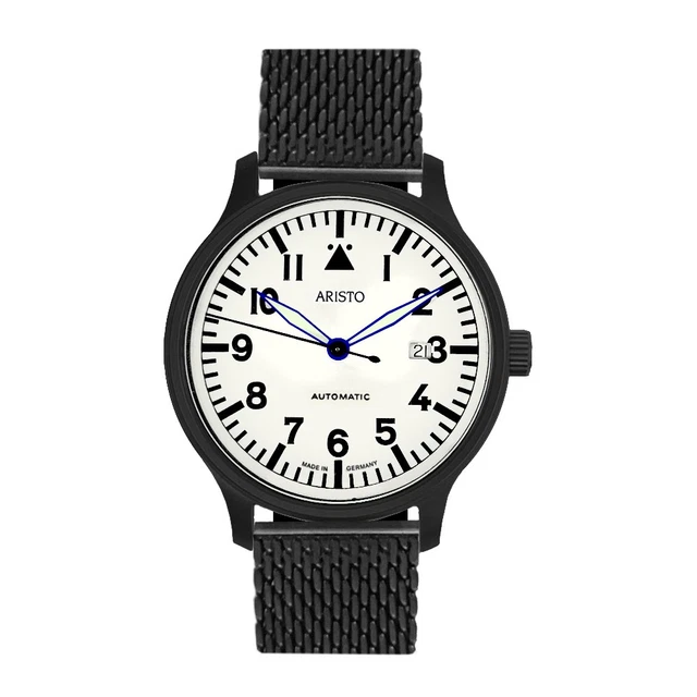 Montre ARISTO Automatique Mouvement Suisse 47mm - Étanche 50m, Acier Inox, Noir/brun