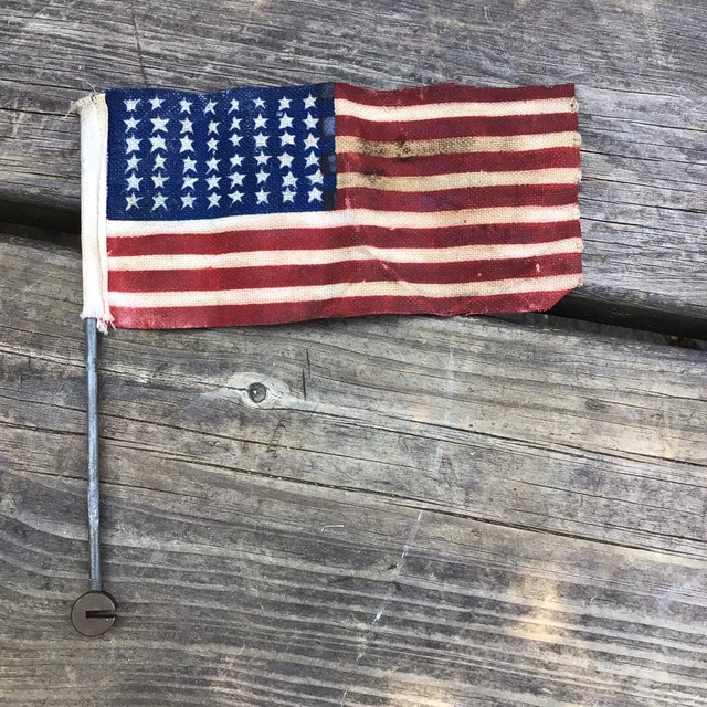 Small Vintage American Flag 6.25” x 3” Linen Type Material Fab For Bear Displays