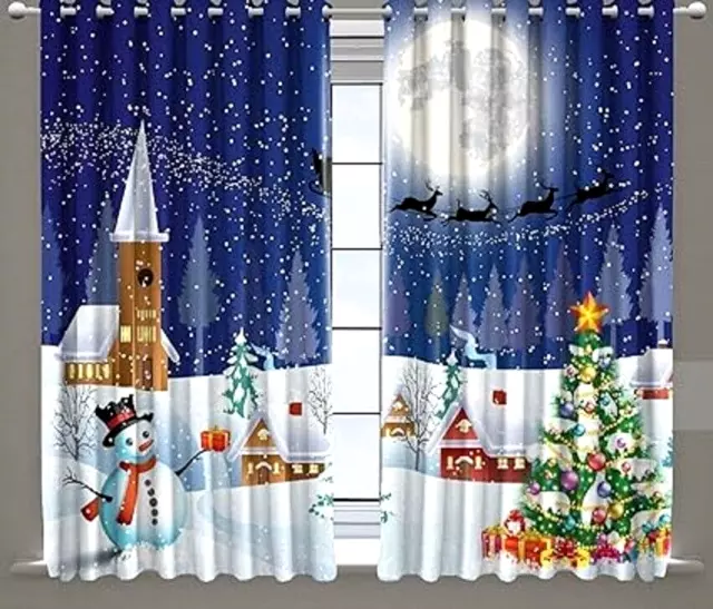 Polyester Decorated Christmas Print || 2 Piece Set || Christmas Snowfall Theme,