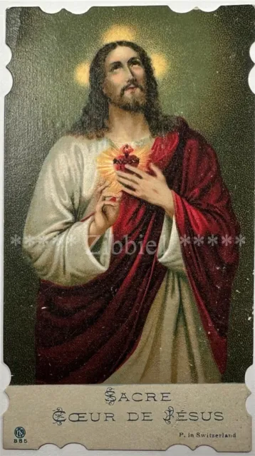 Sacre Cœur De Jésus, Antique French Die-Cut Holy Devotional Prayer Card.