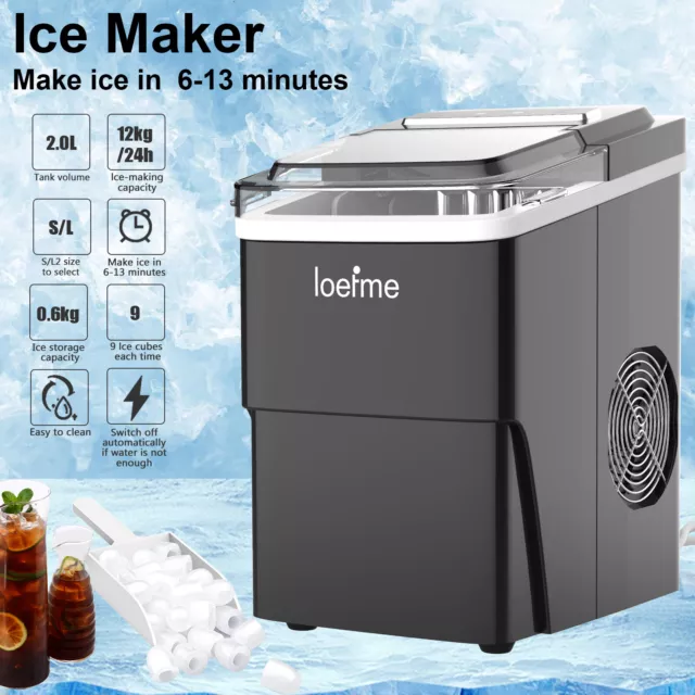 2L Ice Cube Maker Machine Counter Top Ice Maker 12kg/24h Large/Small Size Bullet