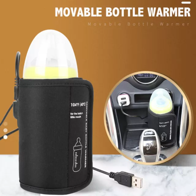 USB Baby Bottle Milk Warmer Thermostat Travel Heater Bag Pouch Portable Feeding