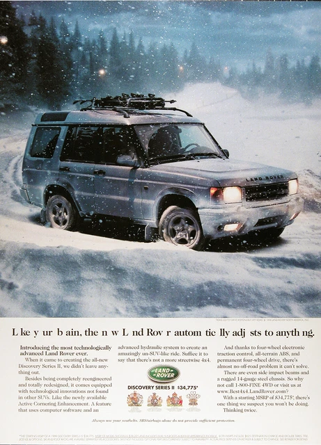 1999 LAND ROVER DISCOVERY Lot (2) Ads & 4 pg Road Test W/specs ~ FREE SHIPPING!