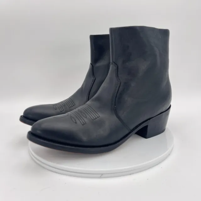 Durango Men Size 9.5EE DB950 Black Leather Side Zip Western Ankle Boot