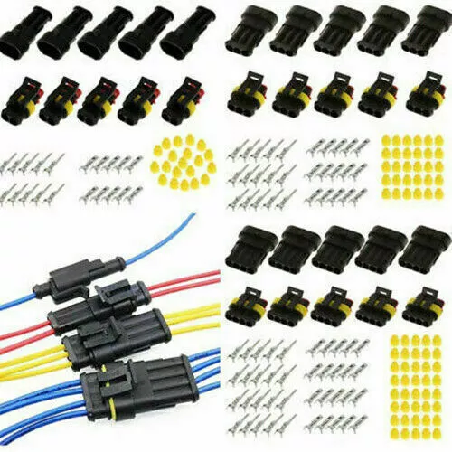 15 Kit 2/3/4 Broche Cosse Connecteur Électrique Fil Prise Fiche Etanche Voiture